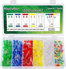 3mm 5mm LED Diodes Kit 700 Piece 10 Values 5 Color Light Assortment Low Voltage