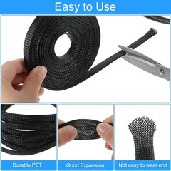 Split Self Wrap Loom Sleeve Nylon Braided Wire Cable Tubing Cord