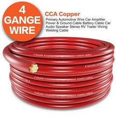 4 Gauge 25ft Red Black CCA Wire Kit with Lugs Heat Shrink for Car RV Amp Wiring