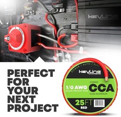 1/0 Gauge Wire – 25ft Red | Amp Wire, Battery AWG Red, red