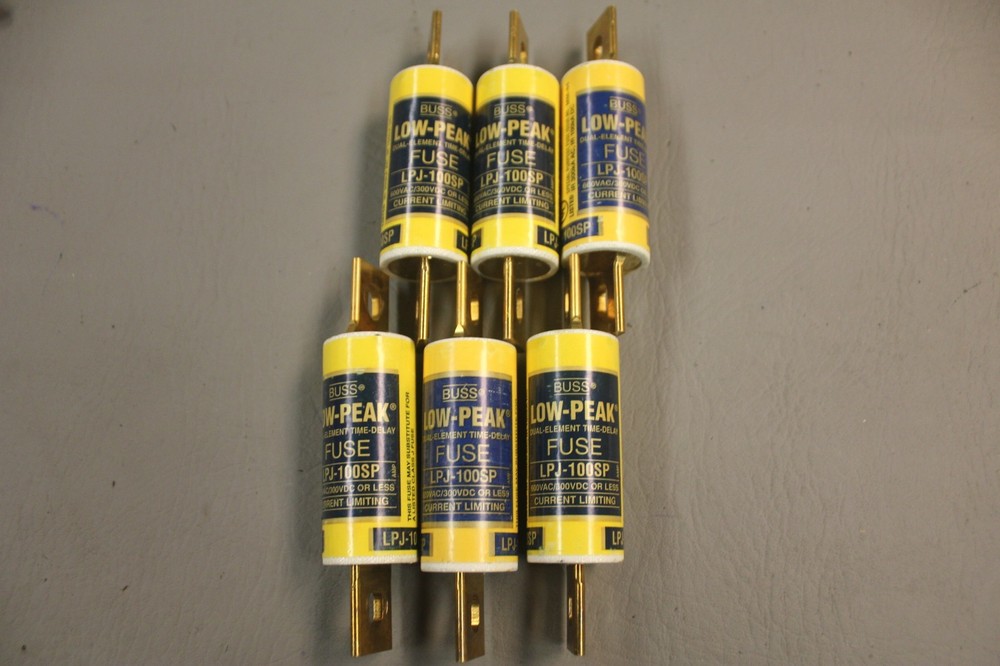 LOT OF SIX BUSS LOW-PEAK DUAL ELEMENT TIME DELAY FUSE LPJ-100SP