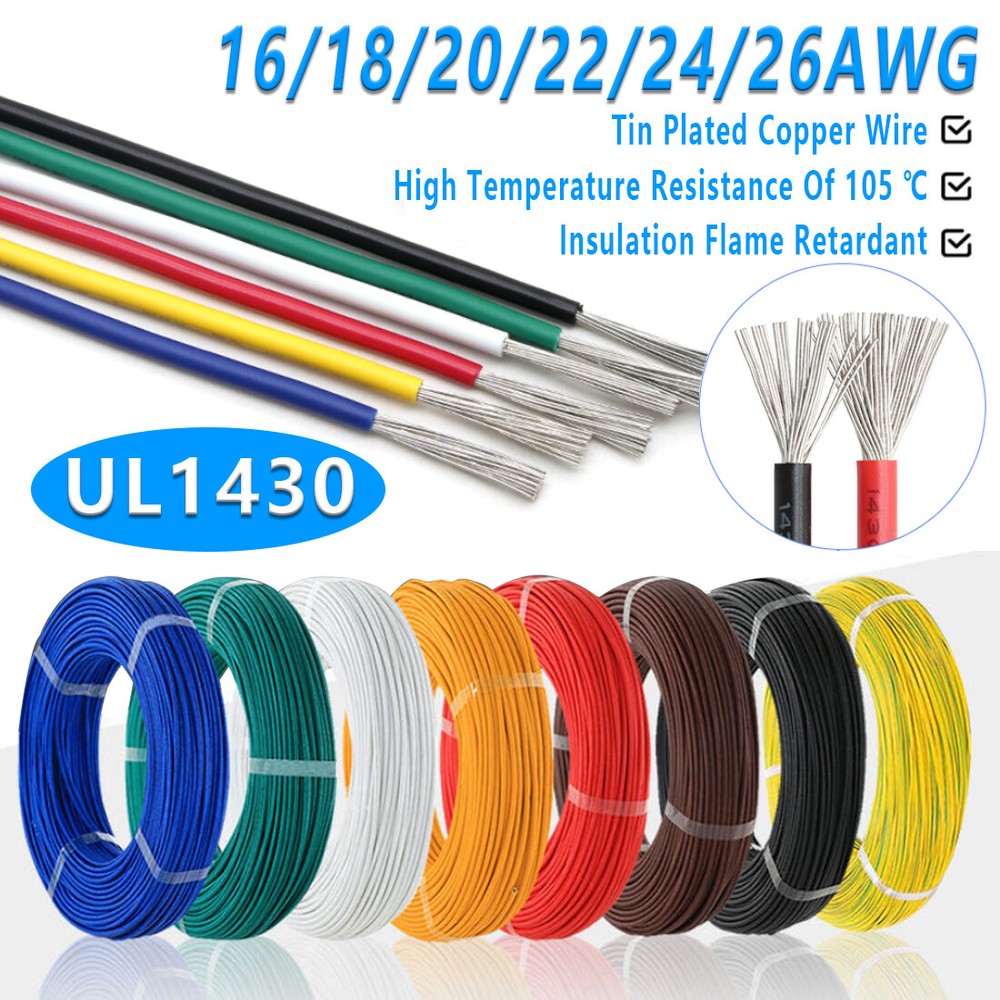 UL1430 Automotive Auto Marine Cable 16/18/20/22/24/26AWG Tinned Copper Wire 300V