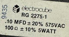 Electrocube RG2275-1 RC Network Surge Suppressor 0.10 MFD 575VAC 100Ω 5W
