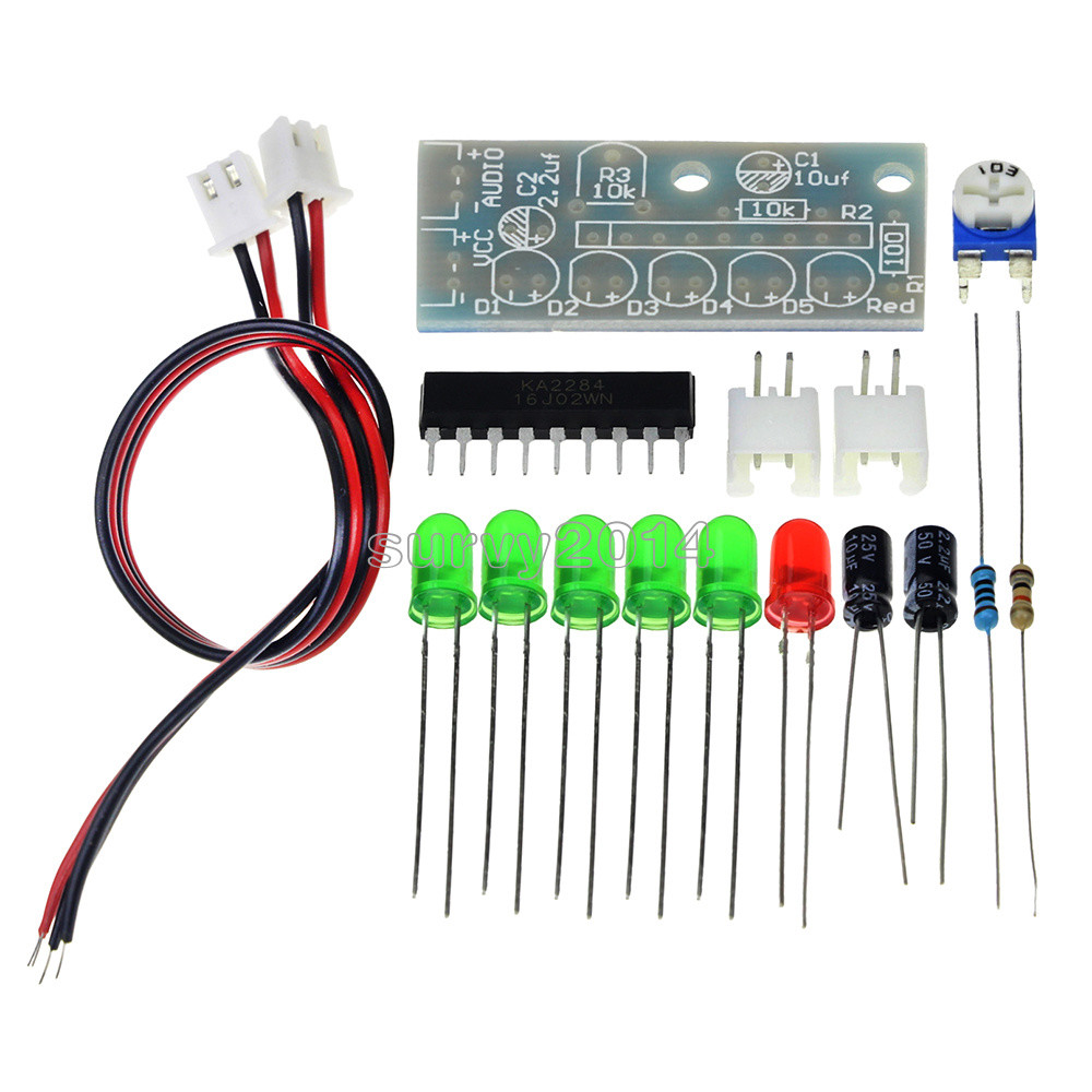 3.5-12V KA2284 Audio Level Indicator DIY Electronic Kit Parts 5mm RED Green LED