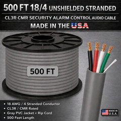 500FT 18/4 Unshielded Stranded CL3R CMR Security Alarm Control Audio Cable