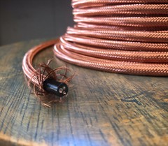 Copper Metal Covered Cord- Round 3wire Metal Braided Cable, Mesh Jack – Per Foot