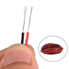 Red Black Wire 2pin Extension Cord 28 AWG Parallel Wire Tin Plated Copper 10M L