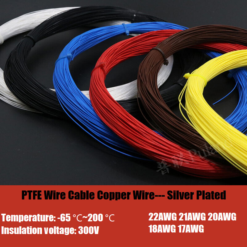 17AWG-22AWG PTFE Silver Plated Copper Cable 0.35mm²~1mm² Flexible Stranded Wire