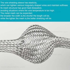 Braided Fabric Cable Flat Tinned Copper Metal Shielding Braided Sleeve Wire