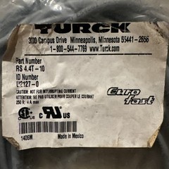 **NEW Turck RS 4.4T-10 patchcord, Eurofast, 4-pin Straight Male, 10 Meters