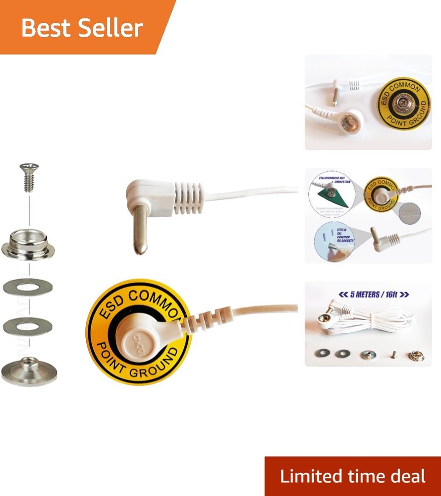 Universal ESD Grounding Snap Kit with 16ft Grounding Cord for Safe Workspaces