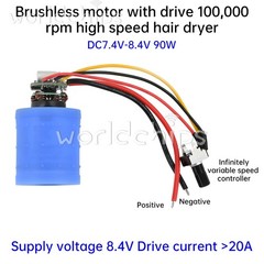 DC9V12V24V 100000RPM BLDC 3-Phase Ultra High Speed Brushless Motor w/ Driver Fan