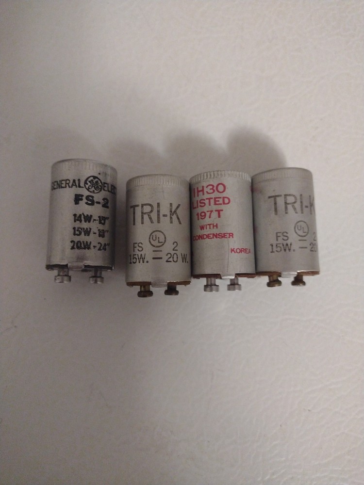 Vtg FS-2 Fluorescent Lamp Starters 14/15/20 Watts GE & Tri-K USA Korea