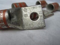 THOMAS & BETTS 3/0CU 150N ORANGE DIE 50 CRIMP LUG 3/8″ HOLE LOT OF 10
