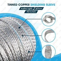 Tinned Copper Metal Braid Sleeving Flexible EMI RFI Shielding Wire Mesh