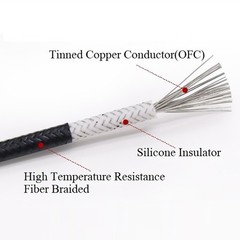 High Temperature Silicone Wire And Cable Tinned Copper Wire Glass Fiber Braided