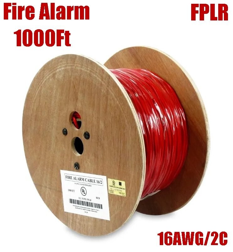 1000FT 16AWG 2C Fire Alarm Cable Solid Bare Copper Wire Unshielded FPLR Cord UL