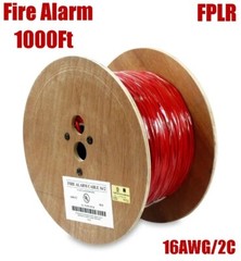 1000FT 16AWG 2C Fire Alarm Cable Solid Bare Copper Wire Unshielded FPLR Cord UL