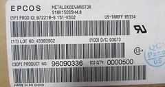LOT OF 10 METALOXIDEVARISTOR-S18K150S5M4.8-NEW