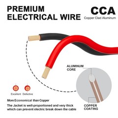 100FT 12/2 Gauge 2pin 2 Color Red Black Cable Hookup Electrical Wire LED Stri…