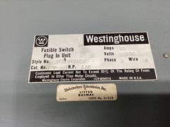 Westinghouse 373D878G02 Fusible Bus Plug Busway COP-321 240V 30A #03G131PR7*CO