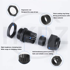 Cable Gland IP68 Waterproof Black White Nylon Compression M7/9/11/13.5/16/19-M48