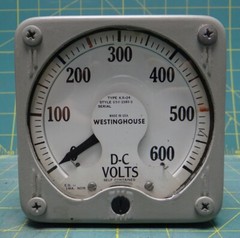 Westinghouse Type KX-24, DC Volt Meter, (0-600 Volts)