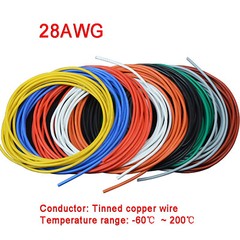 28AWG 0.08mm² Flexible Silicone Cable, HIGH TEMP 200℃, 0.08mm Tinned Copper Wire