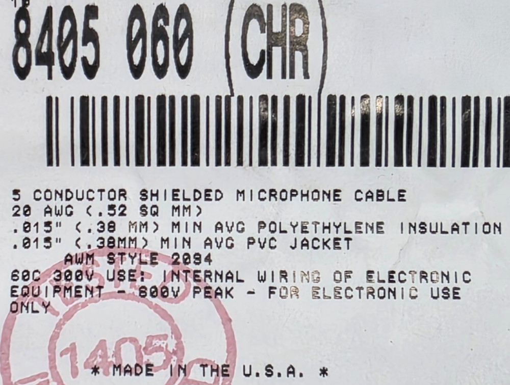 Belden 8405 20/5C Premium High Conductivity Shielded Microphone Cable Gray /5ft