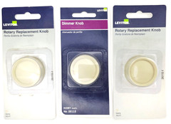 Lot of 3 Leviton 26115 Ivory Dimmer Knobs Fits .25″ Diameter “D” Shaped Shaft