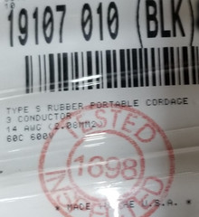 Belden 19107 14/3C Type S 600V/60C Rubber EPDM Portable Power Cord Cable /10ft