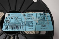 Encore Wire 106100602440 White Wire 16strand 600v 500ft