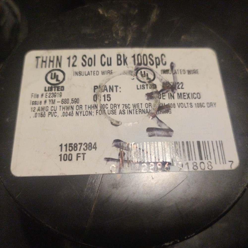 Used Southwire 11587338 Simpull THHN or THWN, 12 Gauge THHN Solid Wire, 100′ per