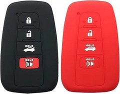 Silicone Key Fob Cover Case for 2018 Toyota Camry C-HR Prius Color: Black Red