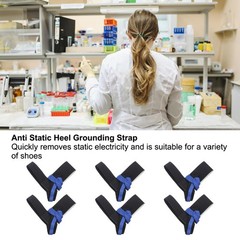 6pcs ESD Anti Static Foot Heel Straps Wrist Strap Band Adjustable Black