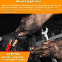 GS Power 100% Pure Copper 8 AWG (American Wire Gauge) OFC 25 ft, Black, Red