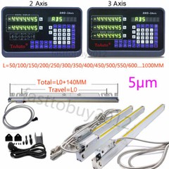2Axis Digital Readout DRO Display 5µm Linear Glass Scale Mill Lathe Measure Kit