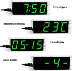 DIY 4-Digit Digital Green LED Electronic Alarm Clock Kit Soldering Practice