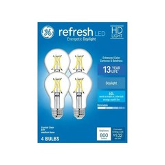 2 GE Refresh HD LED 60 Watt, Daylight, A19 General Purpose Bulbs (4 Pack)