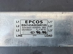 TDK EPCOS B84143A0036R105 Power Line EMI/EMC Filter, 3Ph, 36A, 520/300VAC