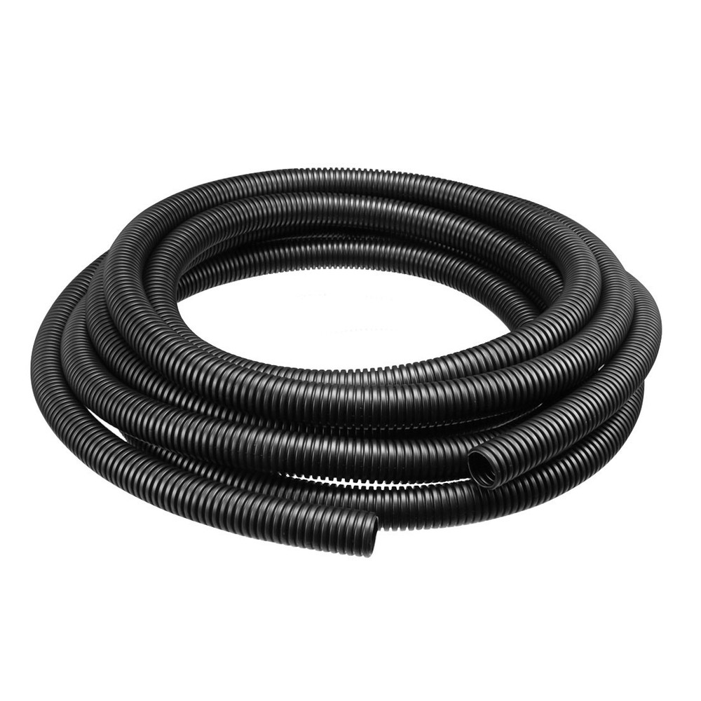 5.7 M 17×21.2 mm PP Flexible Corrugated Conduit Tube for Garden,Office Black