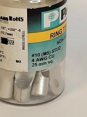 Panduit P4-10R-E, Ring Terminal, 4 AWG, 15 pcs, Non-Insulated, (15 Items)