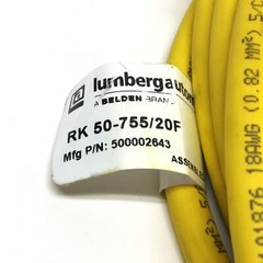 Lumberg RK 50-755/20F Sensor Cable Single-Ended Cordset 7/8″ 5-pin Female, 20ft