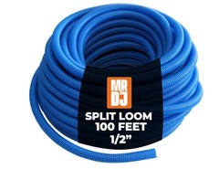 MR DJ DSLT12BL 100′ 1/2″ 13mm Blue Split Wire Loom Conduit Tubing Sleeve Tube