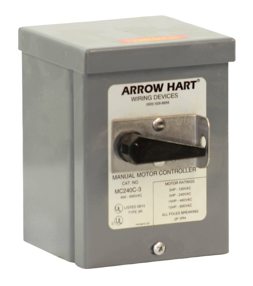 Arrow Hart MC240C-3 Manual Motor Controller 40A 600V 1-Phase NEMA 3R Outdoor
