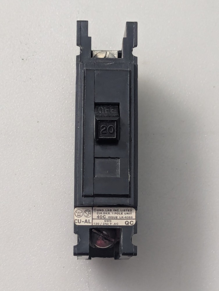 lot of 2-Westinghouse QC QUICKLAG C, Circuit Breaker,1 Pole, 120/240, 40C, 20A