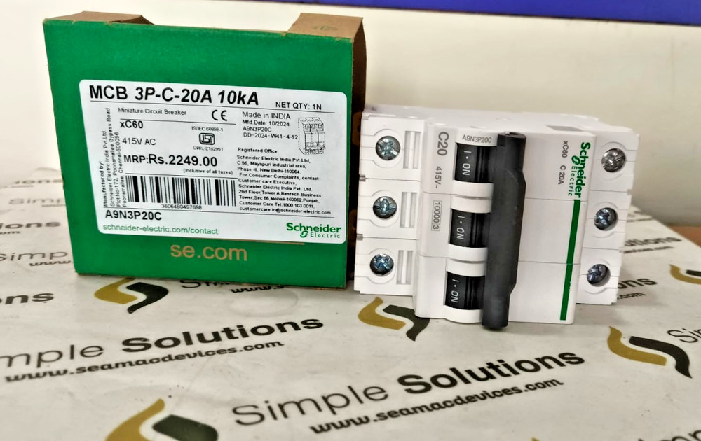 4PCS LOT-Schneider A9N3P20C MCB 20A TP C-Curve ACTI9 10kA-NEW