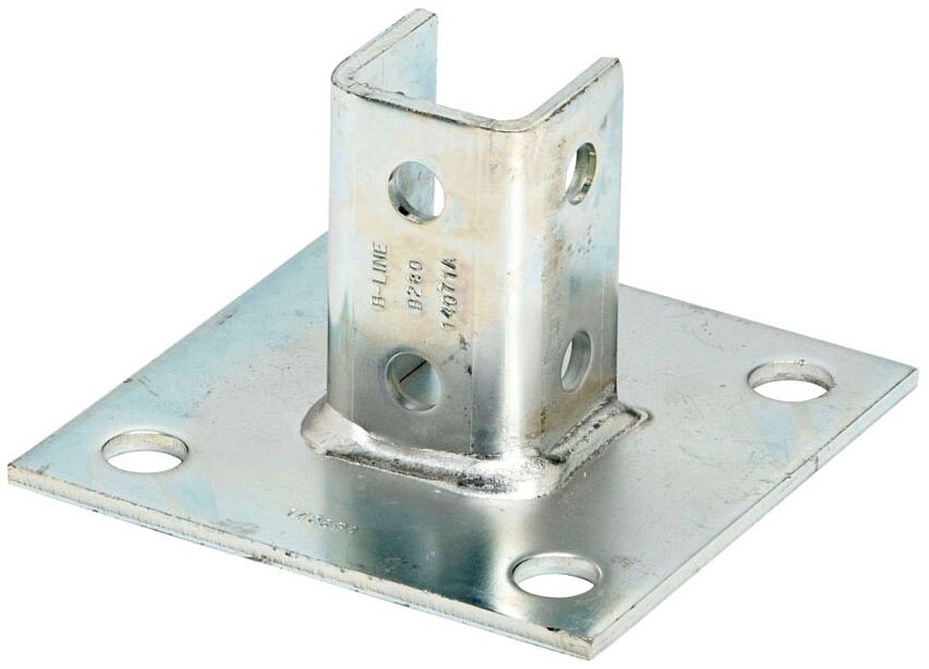 B-Line B280SQHDG, Hot Dip Galvanized, Centered, Square Strut Post Base, 1 pc