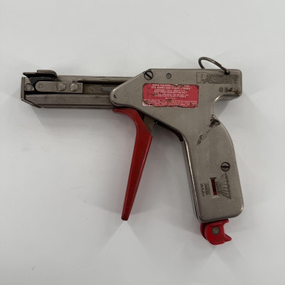 Panduit GS4H Cable Tie Hand Installation Tool Tension Gun Silver Red Made USA