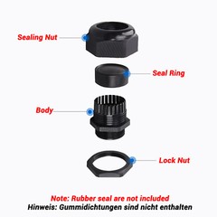 Cable Gland Nut IP68 Waterproof White Nylon Compression M8/10/12/14/16/18/20-63